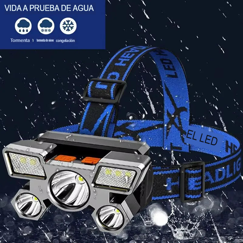 ⚡🔦 Linterna Minera Recargable 5 Focos⭐