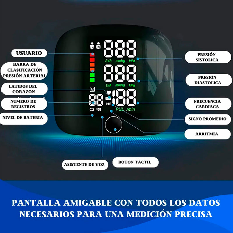 Tensiómetro Digital Recargable De Muñeca Con Voz Monitor Salud
