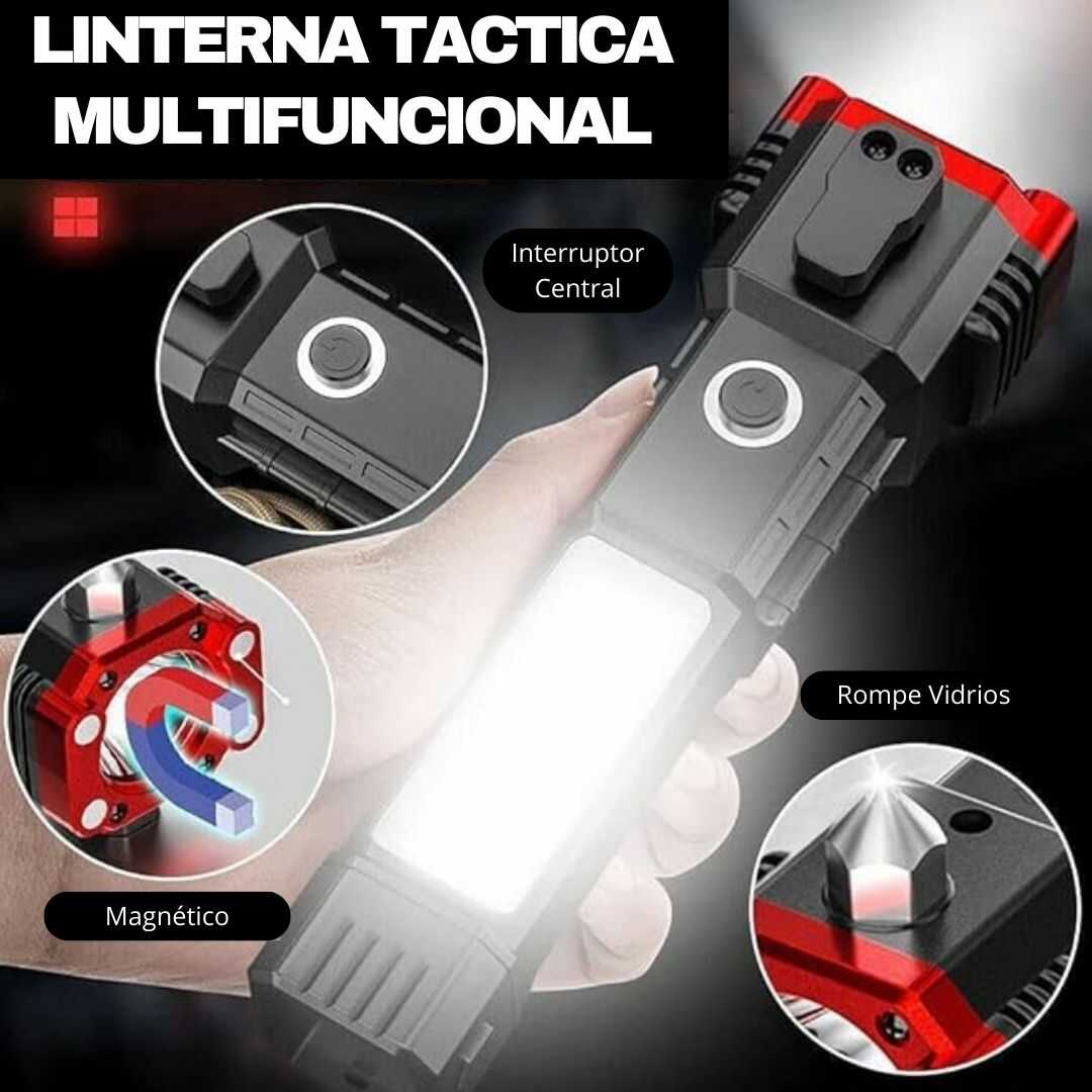 Linterna Táctica con Martillo de Seguridad Multifuncional 4 en 1